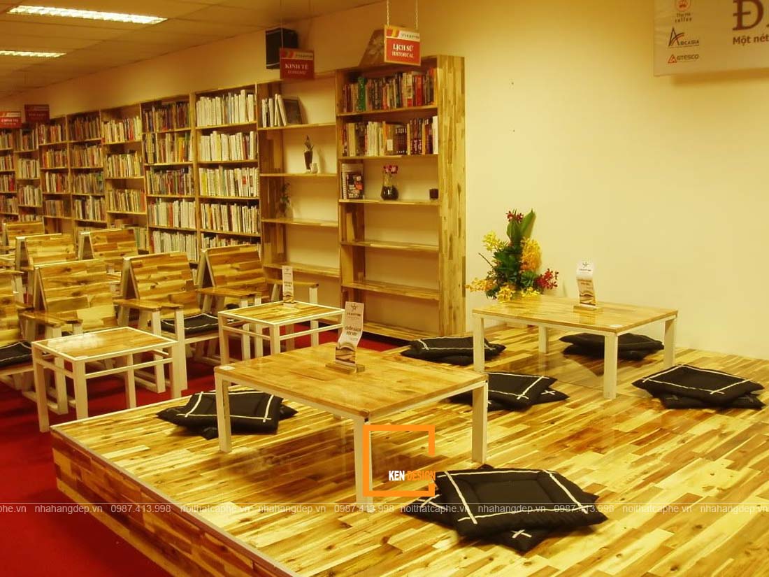 thiết kế quán cafe sách